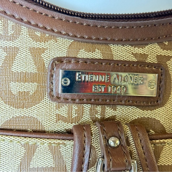 Etienne Aigner 90’s Women Brown Tan Shoulder Bag Leather Small Casual Party Chic - Picture 2 of 16